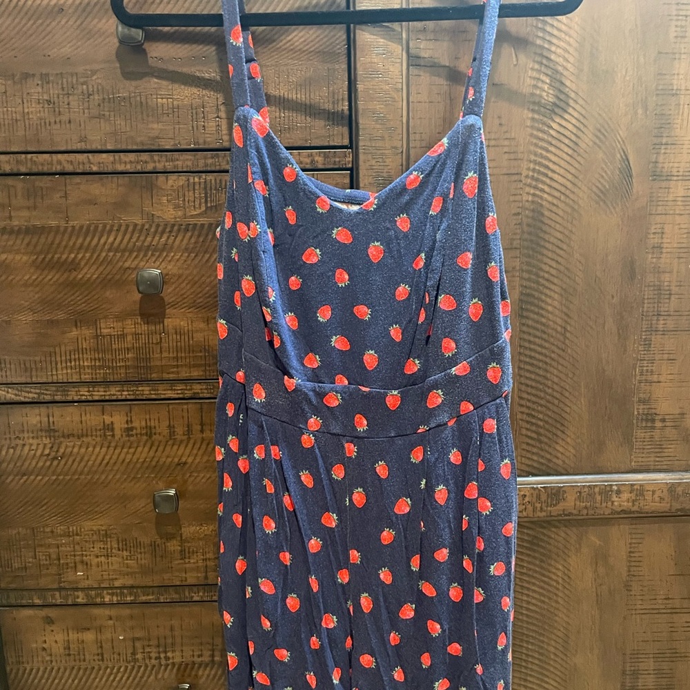 Torrid Navy ROMPER with Red Strawberry Pattern